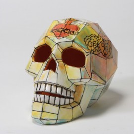 Ceramic Bisque Faceted Skull